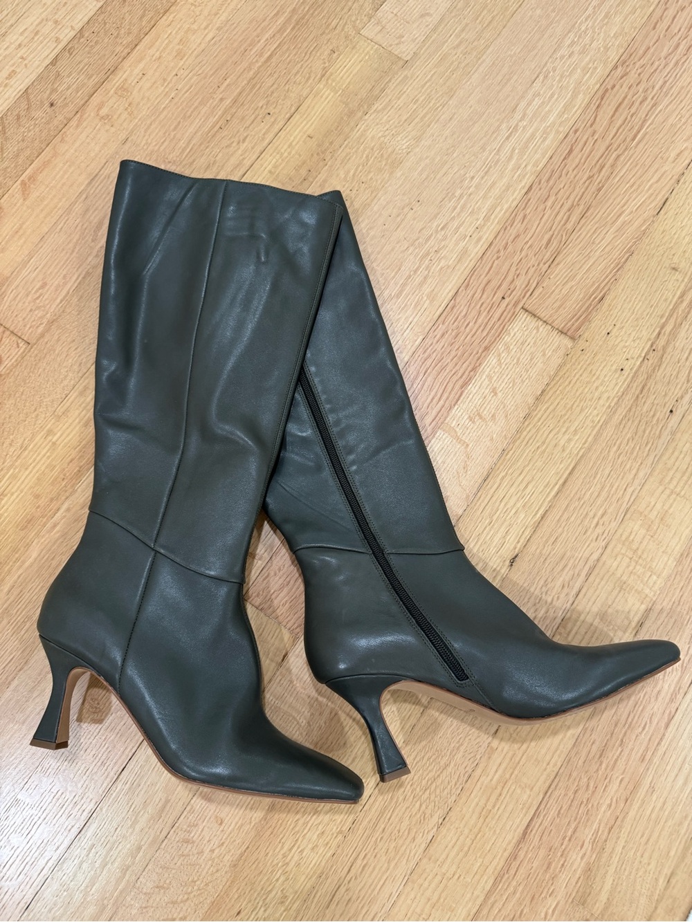 Dolce Vita Knee-High Pointed Toe Boots in Dark Olive